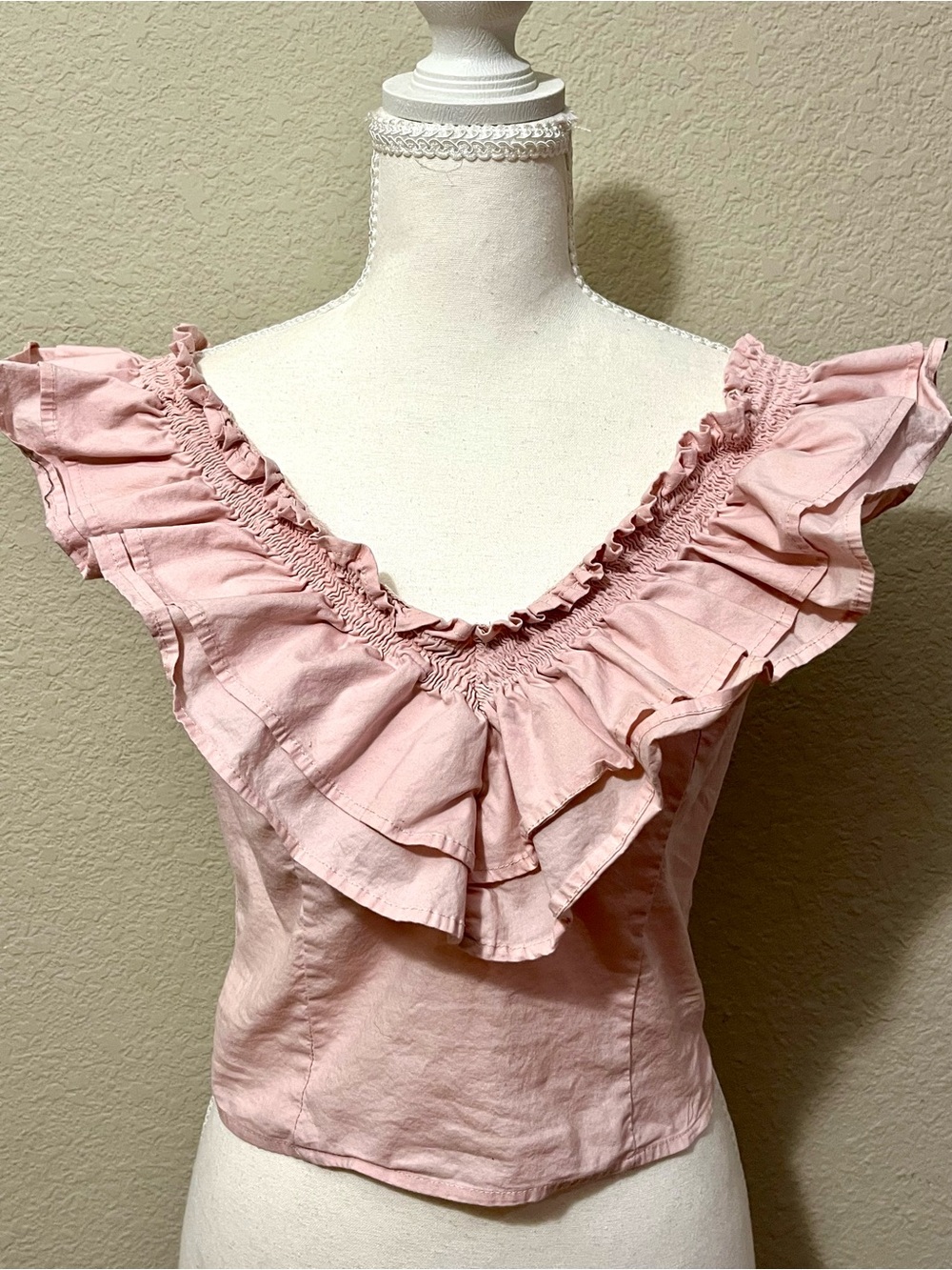 Forever 21 Pink Ruffled V-Neck Women’s Top